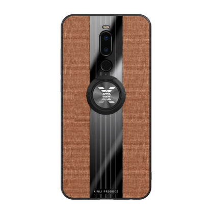 For Meizu Note 8 XINLI Stitching Cloth Texture Shockproof TPU Protective Case with Ring Holder(Brown) by XINLI