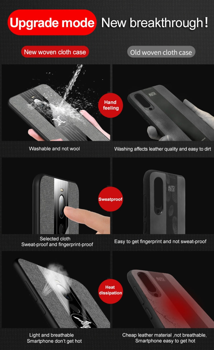 For Meizu Note 8 XINLI Stitching Cloth Texture Shockproof TPU Protective Case with Ring Holder(Brown) by XINLI