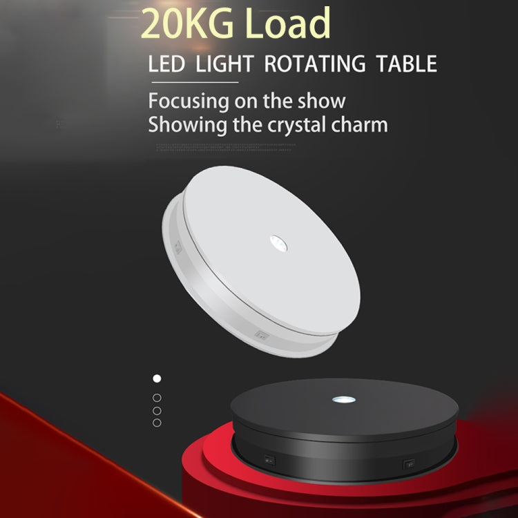 20cm Electric Rotating Turntable Display Stand LED Light Video Shooting Props Turntable, Power Plug:220V UK Plug(Black) by bashfashion