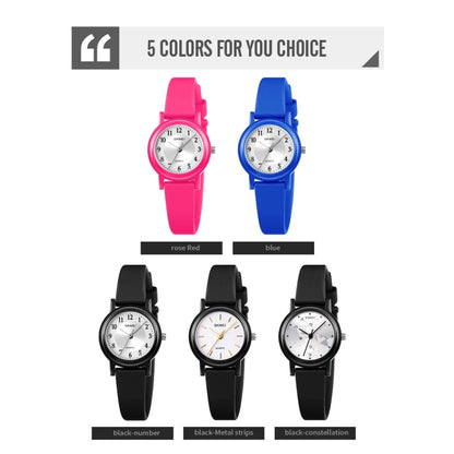 SKMEI 1659 Thin PU Leather Strap Small Dial Quartz Watch for Ladies(Black Shell Constellation Type) by SKMEI