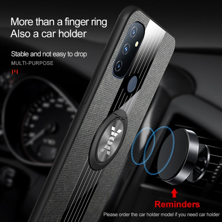 For OnePlus Nord N100 XINLI Stitching Cloth Texture TPU Phone Case with Ring Holder(Grey) by XINLI