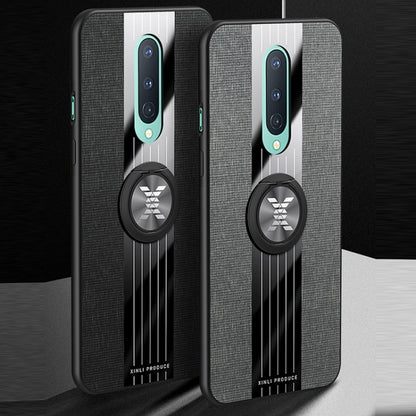 For OnePlus 8 XINLI Stitching Cloth Texture TPU Phone Case with Ring Holder(Black) by XINLI