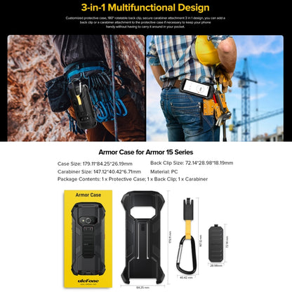 For Ulefone Power Armor 15 Ulefone Back Clip Phone Case with Carabiner (Black) by Ulefone