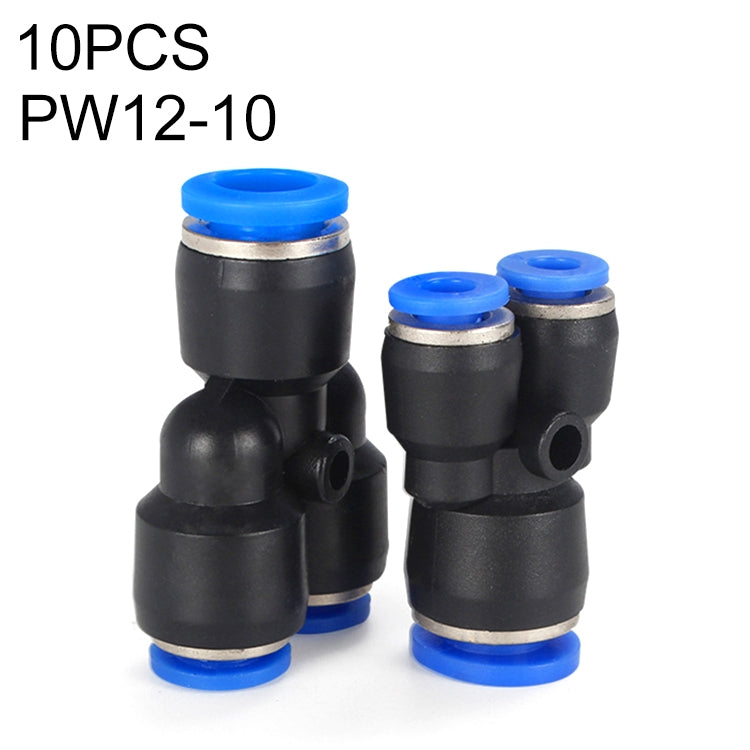 PW12-10 LAIZE 10pcs Plastic Y-type Tee Reducing Pneumatic Quick Fitting Connector by LAIZE