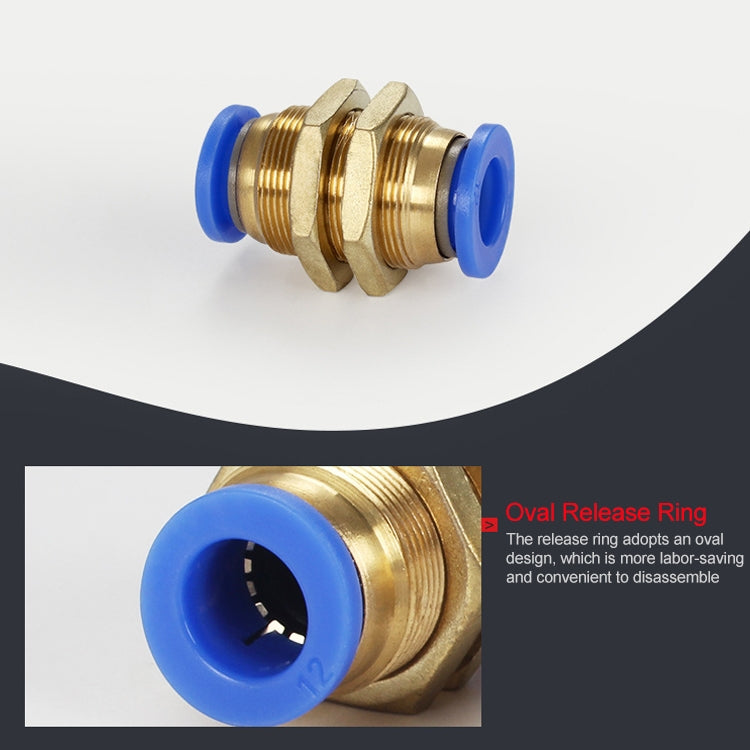 PM-12 LAIZE PM Bulkhead Straight Pneumatic Quick Connector by LAIZE