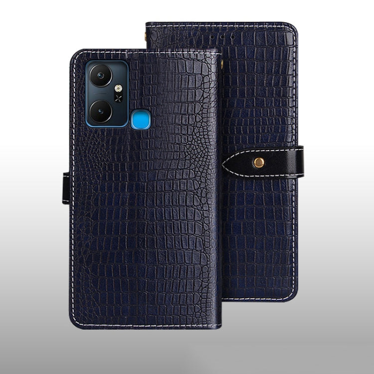 For Infinix Smart 6 Plus idewei Crocodile Texture Leather Phone Case(Dark Blue) by idewei