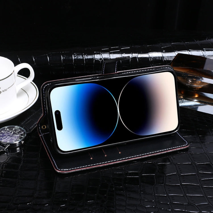 For Infinix Smart 6 Plus idewei Crocodile Texture Leather Phone Case(Dark Blue) by idewei