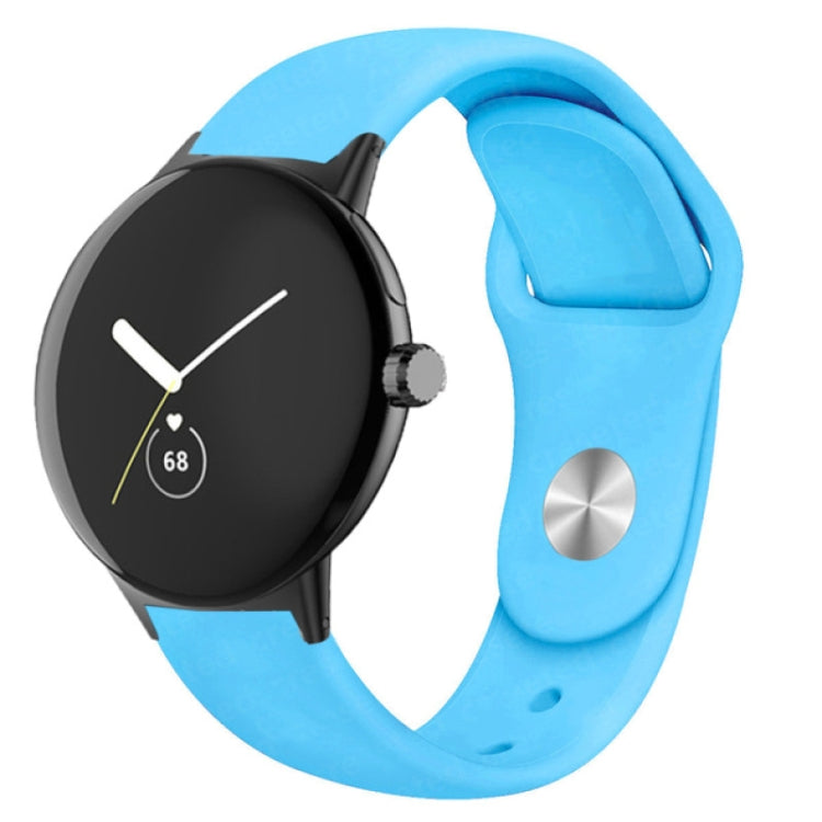 For Google Pixel Watch Solid Color Reverse Buckle Silicone Watch Band(Sky Blue) by bashfashion
