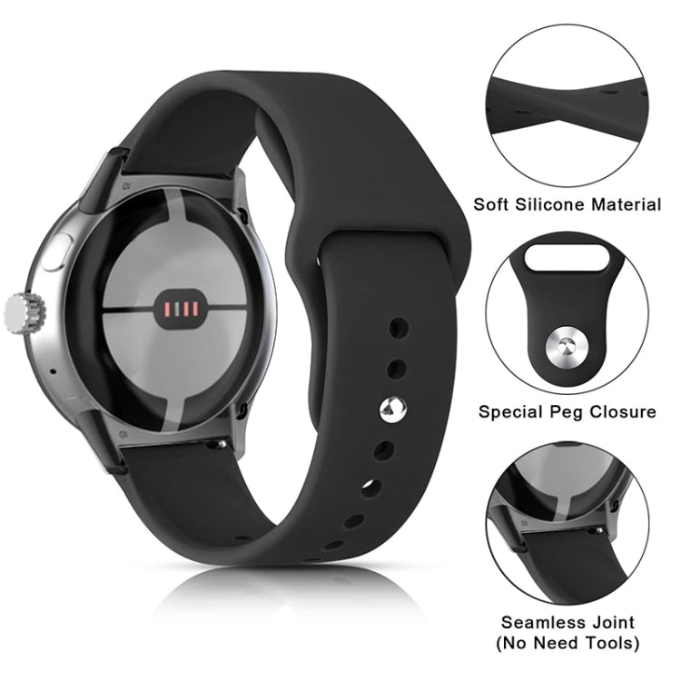 For Google Pixel Watch Solid Color Reverse Buckle Silicone Watch Band(Black) by bashfashion