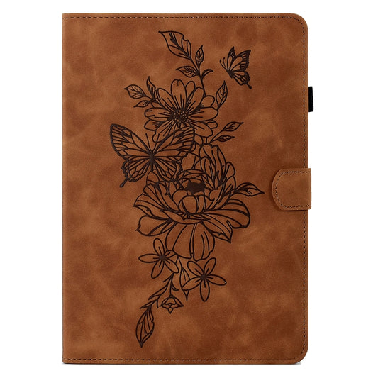 For 7 inch Tablets Peony Butterfly Embossed Leather Tablet Case(Brown) by bashfashion