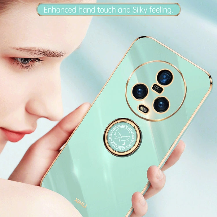 For Honor Magic5 5G XINLI Straight Edge 6D Electroplate TPU Phone Case with Ring Holder(Hawthorn Red) by XINLI