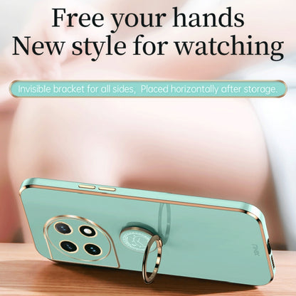 For OnePlus 11 XINLI Straight Edge 6D Electroplate TPU Phone Case with Ring Holder(Hawthorn Red) by XINLI