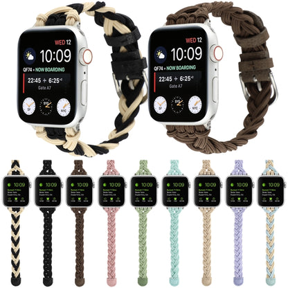 Single Elastic Nylon Braid Watch Band For Apple Watch Series 9&8&7 41mm / SE 3&SE 2&6&SE&5&4 40mm / 3&2&1 38mm(Brown) by bashfashion
