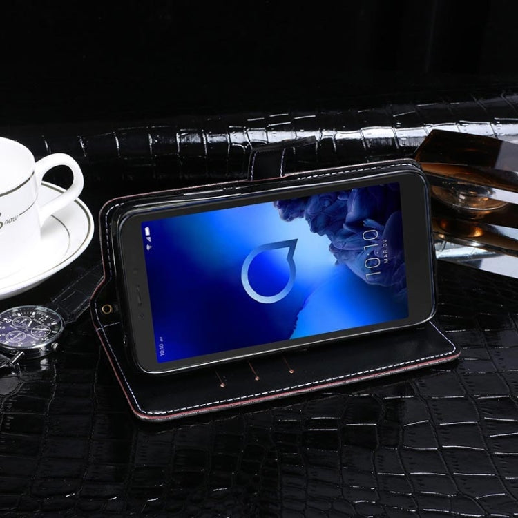 For Alcatel 1V (2019) idewei Crocodile Texture Horizontal Flip Leather Case with Holder & Card Slots & Wallet(Dark Blue) by idewei