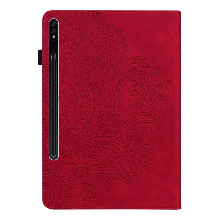 For Samsung Galaxy Tab S10+ / S9+ Peacock Embossed Pattern Leather Tablet Case(Red) by bashfashion