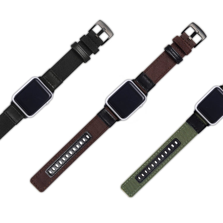 For Apple Watch Series 7 41mm / 6 & SE & 5 & 4 40mm / 3 & 2 & 1 38mm Nylon Watch Band(Army Green) by bashfashion
