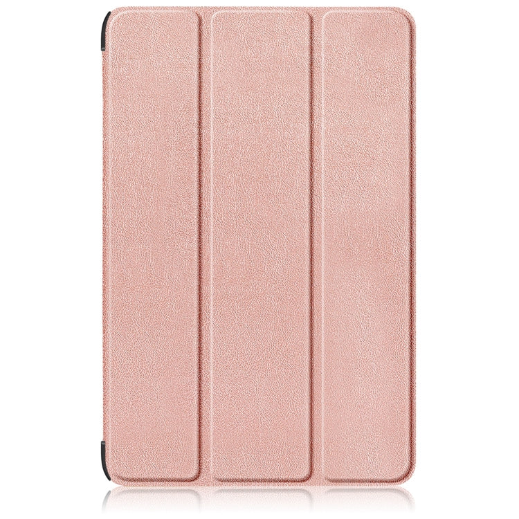 For Samsung Galaxy Tab S9+ Custer Pure Color 3-Fold Holder Smart Leather Tablet Case(Rose Gold) by bashfashion