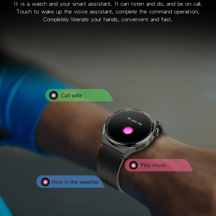 KT62 1.36 inch TFT Round Screen Smart Watch Supports Bluetooth Call/Blood Oxygen Monitoring, Strap:Silicone Strap(Black) by bashfashion