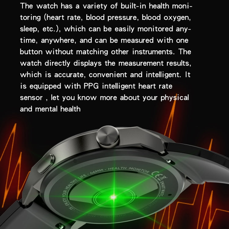 KT62 1.36 inch TFT Round Screen Smart Watch Supports Bluetooth Call/Blood Oxygen Monitoring, Strap:Leather Strap(Silver) by bashfashion