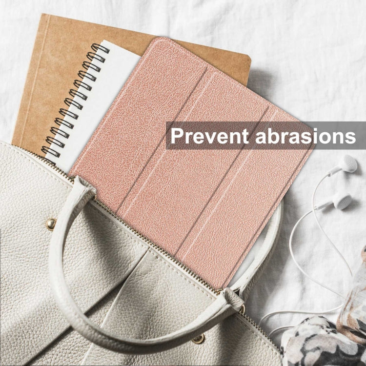 For Samsung Galaxy Tab S10 Ultra / S9 Ultra Custer Pure Color 3-Fold Holder Smart Leather Tablet Case(Rose Gold) by bashfashion