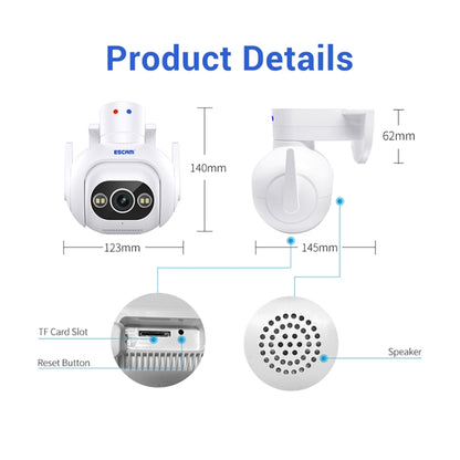 ESCAM PT304 HD 4MP Humanoid Detection Tracking WiFi Connection Sound Alarm Intelligent Night Vision H.265 Camera(AU Plug) by ESCAM