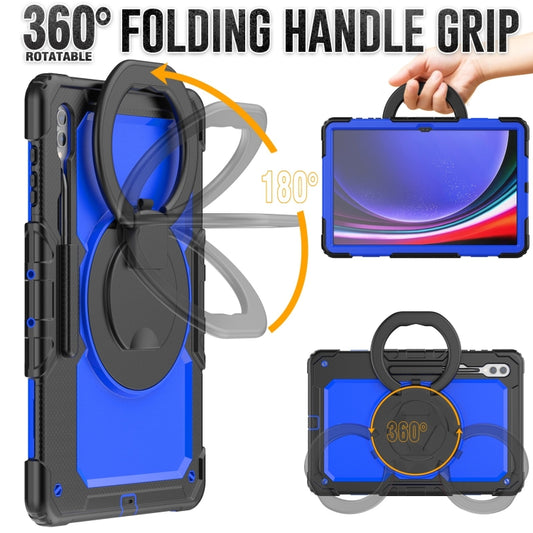 For Samsung Galaxy Tab S10 Ultra D Type Silicone Hybrid PC Tablet Case with Handle Holder(Blue PC) by bashfashion