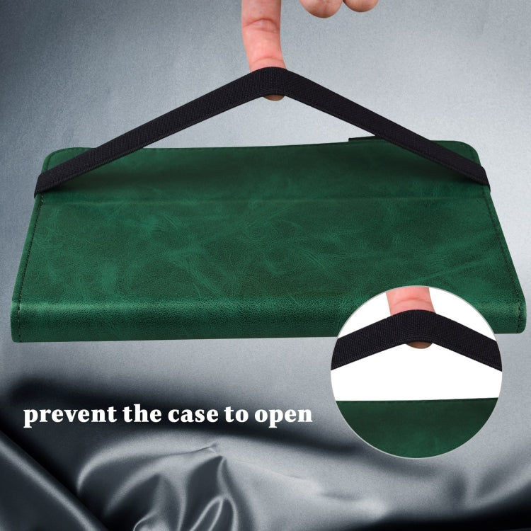 For Samsung Galaxy Tab A9 Solid Color Stripe Embossed Leather Tablet Case(Green) by bashfashion