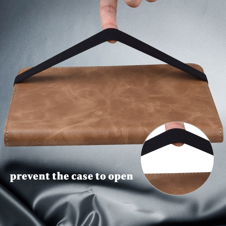 For Samsung Galaxy Tab A9 Solid Color Stripe Embossed Leather Tablet Case(Brown) by bashfashion