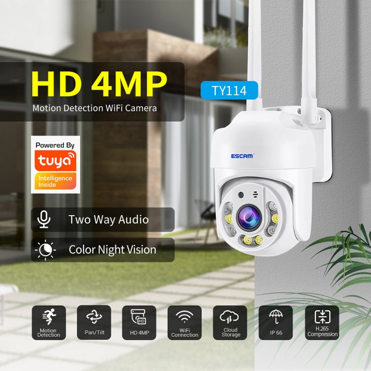 ESCAM TV114 4MP WiFi Camera Support Two-Way Voice & Night Vision & Motion Detection, Specification:US Plug by ESCAM