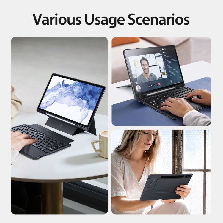 For Samsung Galaxy Tab S7 / S8 DUX DUCIS DK Floating Magnetic Keyboard Leather Tablet Case with Holder(Black) by DUX DUCIS