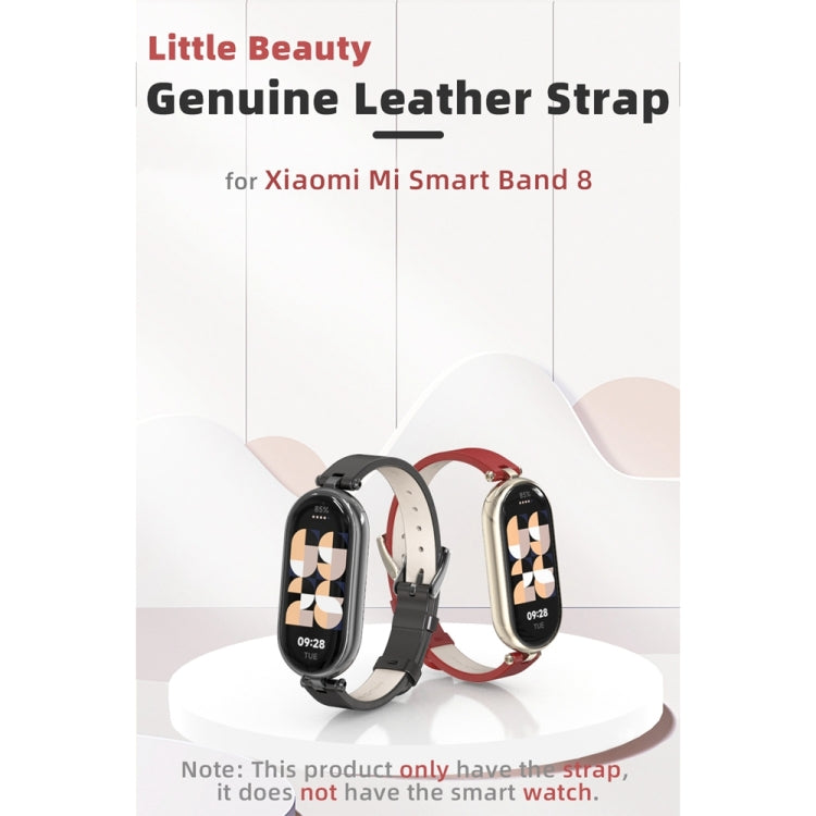 For Xiaomi Smart Band 10 / 9 / 8 Mijobs First Layer Cowhide Watch Band(White Rose Gold) by MIJOBS