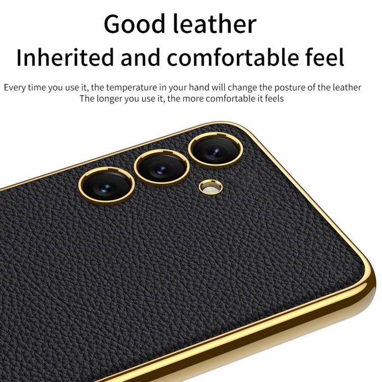For Samsung Galaxy S24+ 5G GKK Plating TPU + Leather Full Coverage Phone Case(Black) by GKK