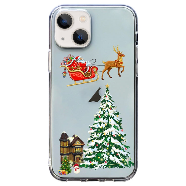 For iPhone 13 mini Christmas Colored Drawing Pattern High Transparent Soft TPU Phone Case(Christmas) by bashfashion