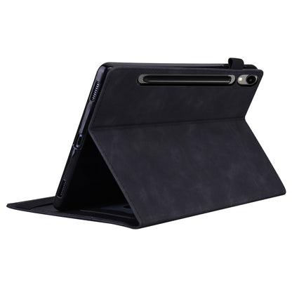 For Samsung Galaxy Tab S11 / S10 /S9 Splicing Shockproof Smart Leather Tablet Case(Black) by bashfashion