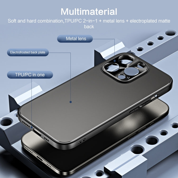 For iPhone 15 Pro Max R-JUST RJ-61 Electroplating Frosted TPU + PC Phone Case with Holder(Grey) by R-JUST