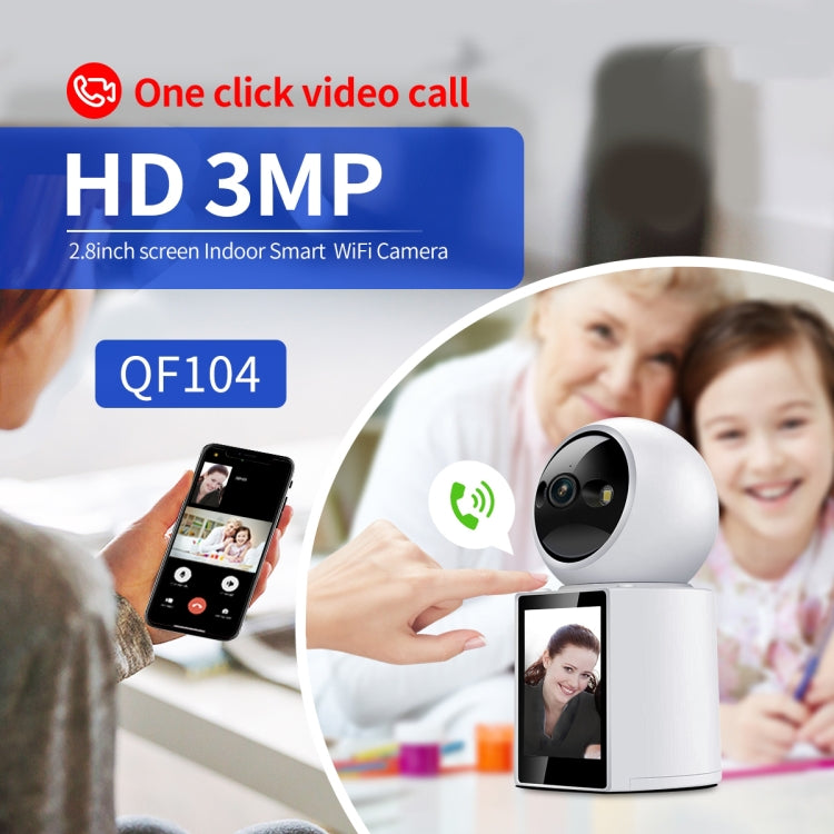 ESCAM QF104 One Click Video Call 3MP Indoor Humanoid Detection Audible Alarm Color Night Version Smart WiFi Camera, EU Plug by ESCAM