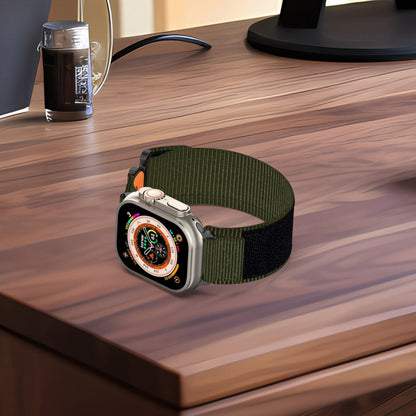 For Apple Watch SE 2023 40mm Nylon Hook And Loop Fastener Watch Band(Army Green) by bashfashion