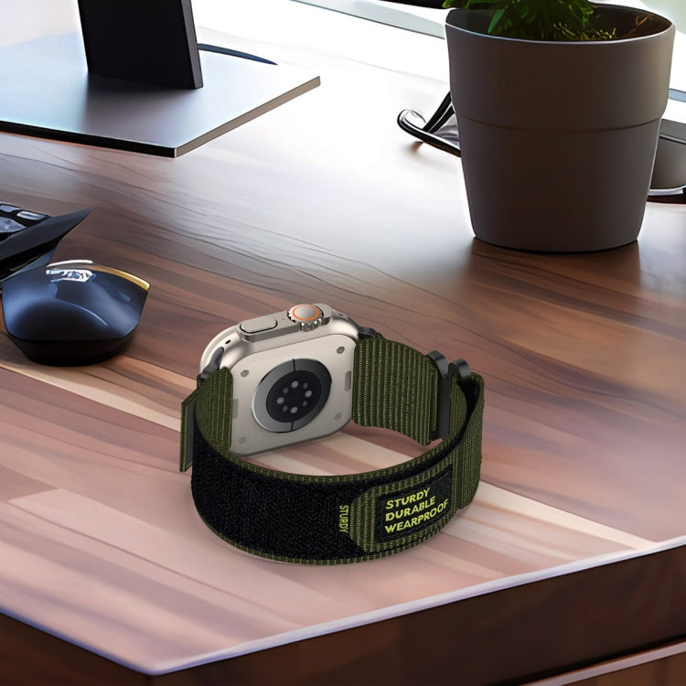 For Apple Watch Series 9 45mm Nylon Hook And Loop Fastener Watch Band(Army Green) by bashfashion