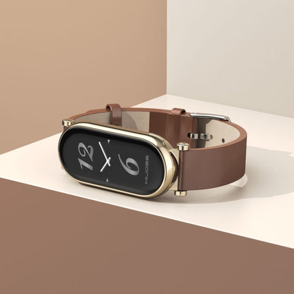 For Xiaomi Smart Band 10 / 9 / 8 Mijobs GT4 First Layer Cowhide Watch Band(Apricot Rose Gold) by MIJOBS