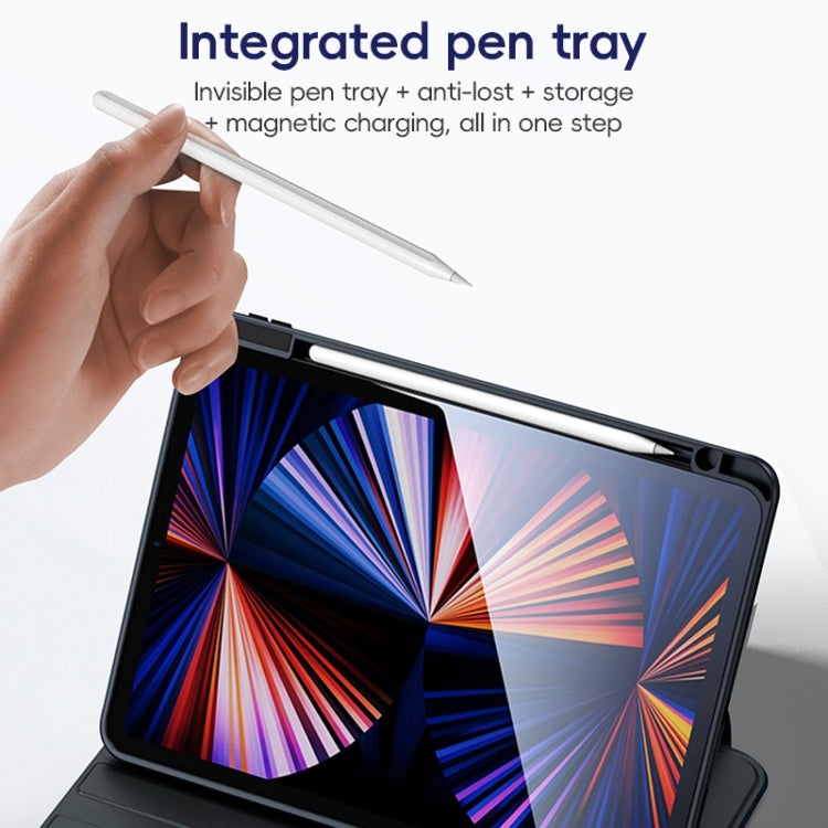 For iPad Pro 11 2022 / 2021 / 2020 ZGA Tri-Fold 360 Rotation Smart Leather Tablet Case(Blue) by ZGA