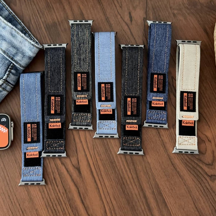 For Apple Watch Series 8 41mm Cowboy Nylon Hook and Loop Fastener Watch Band(Grey) by bashfashion