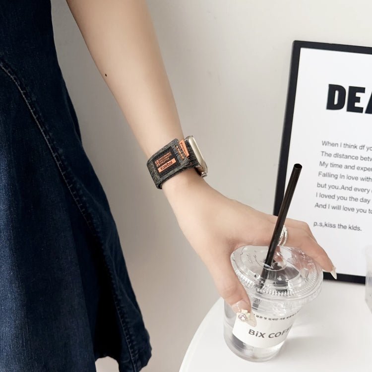 For Apple Watch Series 3 42mm Cowboy Nylon Hook and Loop Fastener Watch Band(Apricot) by bashfashion