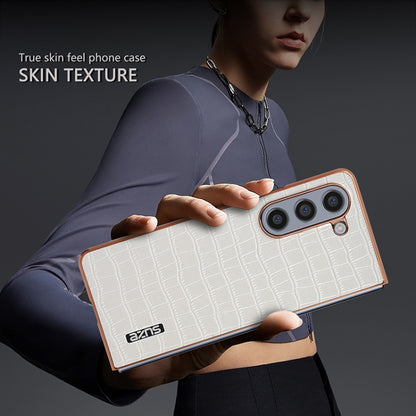 For Samsung Galaxy Z Fold6 AZNS Electroplated Frame Crocodile Texture Full Coverage Phone Case(Black) by AZNS