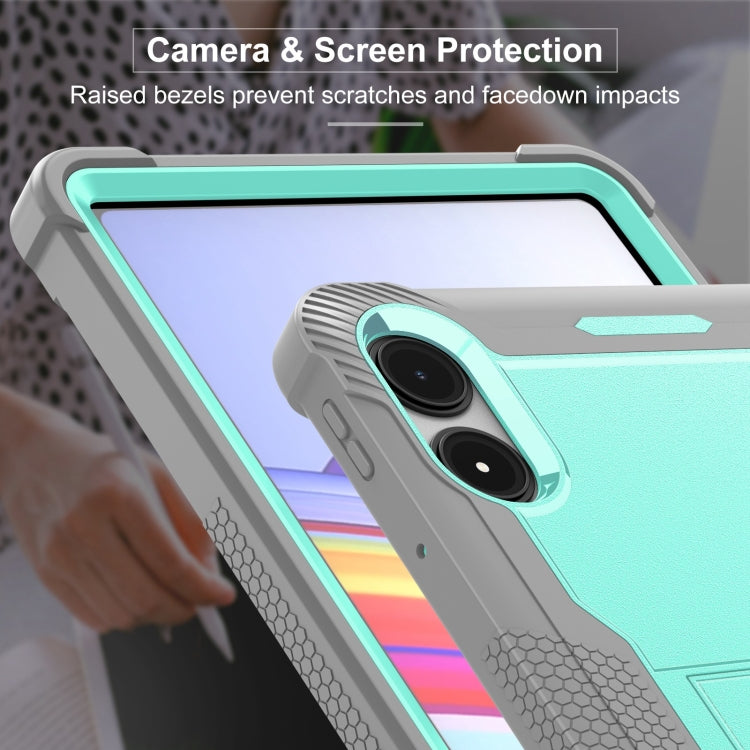 For Xiaomi Redmi Pad Pro 12.1 Shockproof Silicone Hybrid PC Tablet Case with Holder(Mint Green + Grey) by bashfashion