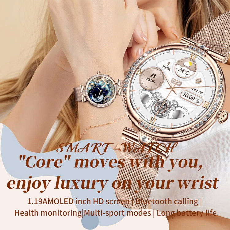 NX17 Pro 1.19 inch AMOLED Screen Steel Strap Smart Watch, Support Health Monitoring / Bluetooth Call(Gold) by bashfashion