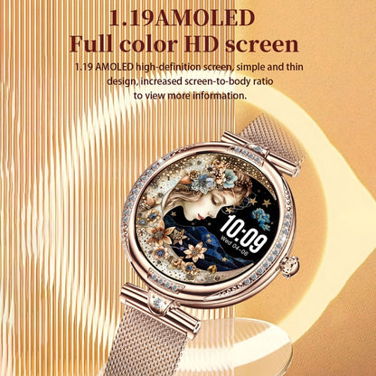 NX17 Pro 1.19 inch AMOLED Screen Steel Strap Smart Watch, Support Health Monitoring / Bluetooth Call(Gold) by bashfashion