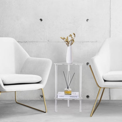 Acrylic Polygon Dual Layer Table Bedside Storage Rack(Transparent) by bashfashion