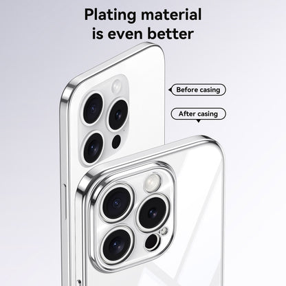 For iPhone 16 Pro Max SULADA Electroplated Clear TPU Soft Frame Phone Case with Wrist Strap(Purple) by SULADA