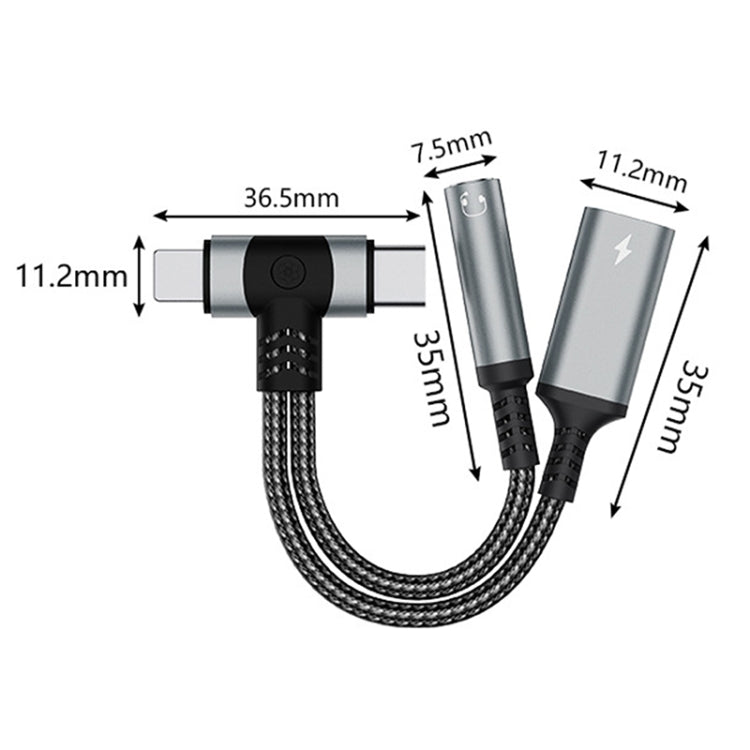 4 in 1 8 Pin / Type-C to Type-C, 3.5mm Audio Adapter Cable(Black) by bashfashion