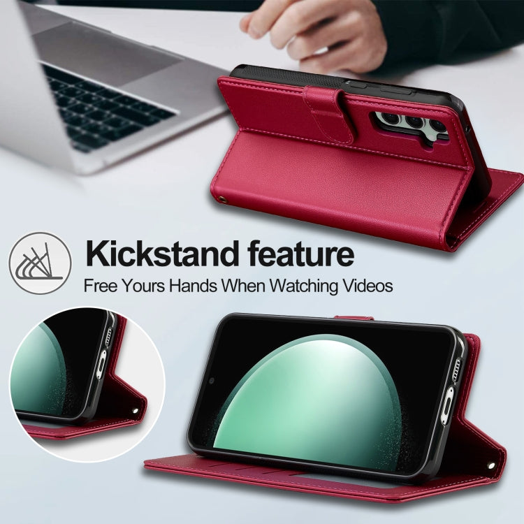 For Samsung Galaxy A55 5G LC.IMEEKE L2 Series Detachable Magsafe PU Phone Case with Lanyard(Red) by LC.IMEEKE